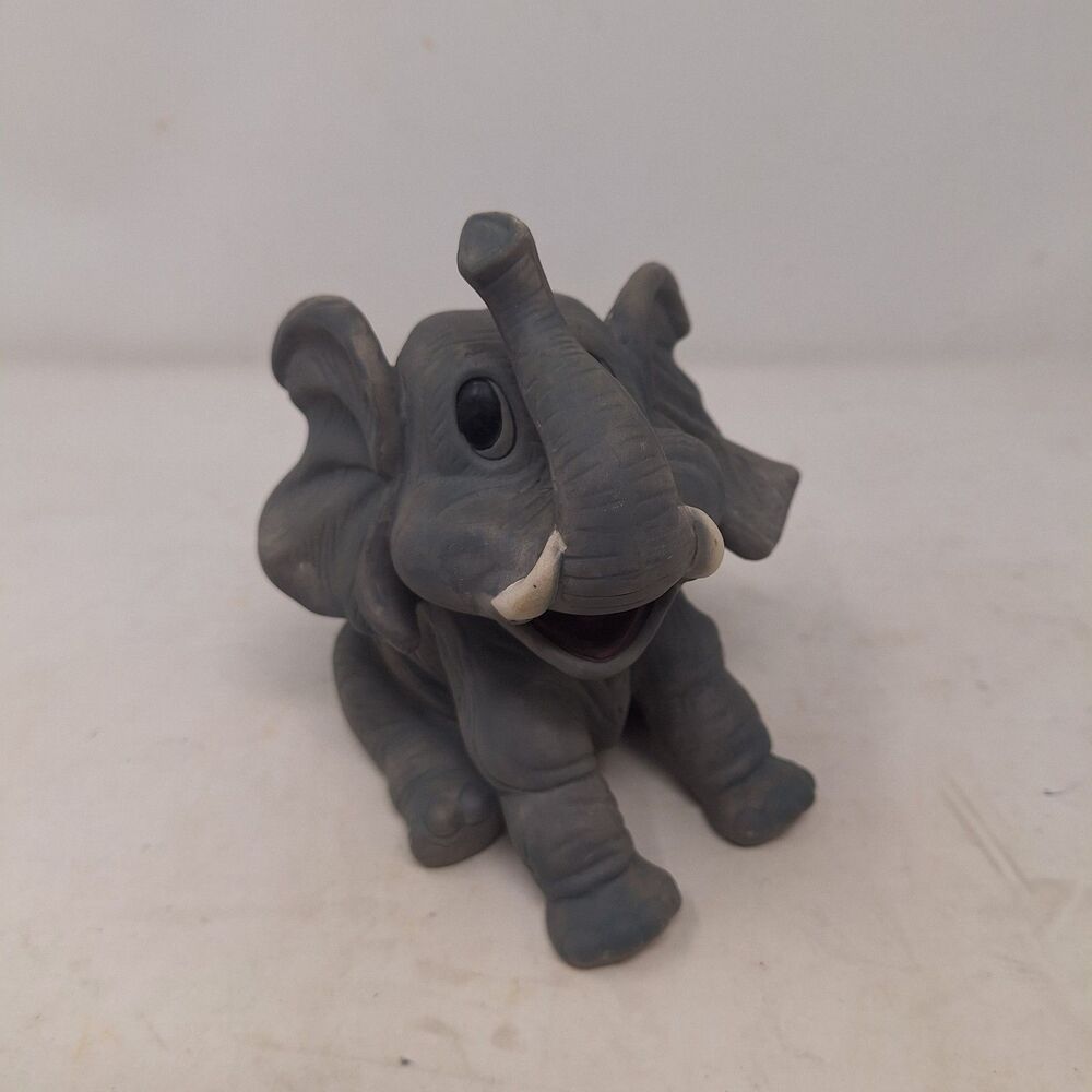 Andrea By Sadek Baby Elephant Figurine Vintage Sitting Happy Grey Ceramic
